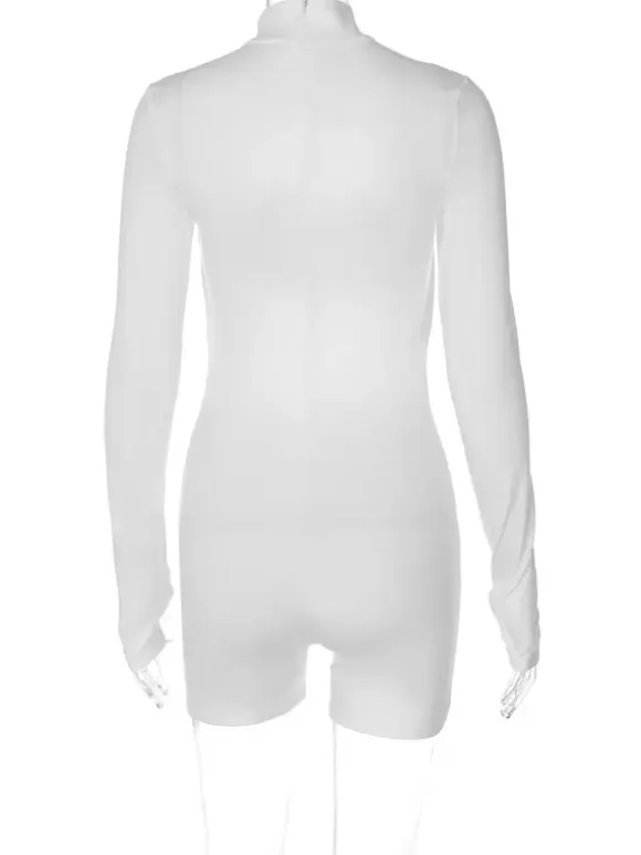 Club Jumpsuit Sexy Polyester Long Sleeves Jewel Neck Zipper Adult's Clubwear
