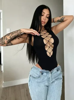 Club Jumpsuit Sexy Sleeveless V-Neck Cut Out Clubwear