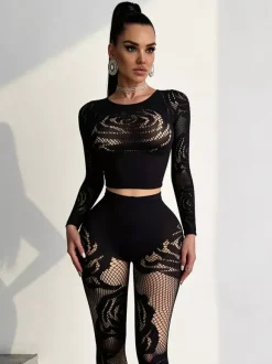 Clubwear Sets Cut Out Long Sleeves Sexy Club Outfits