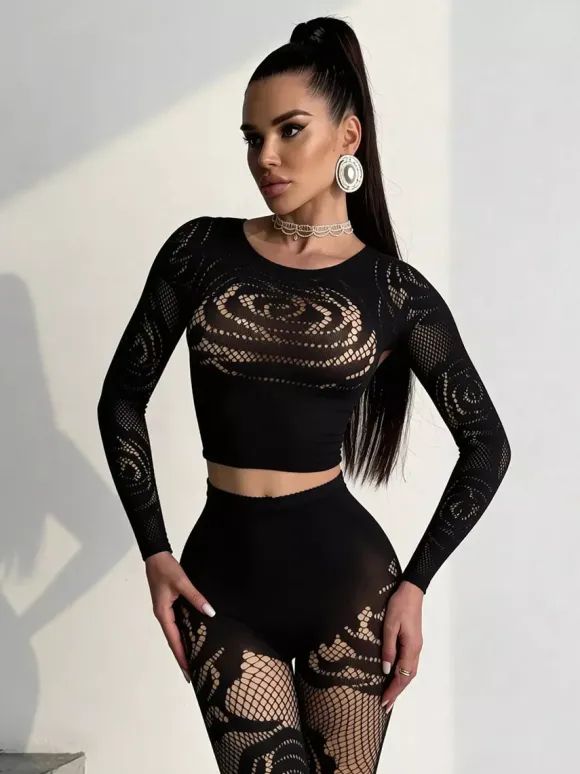Clubwear Sets Cut Out Long Sleeves Sexy Club Outfits