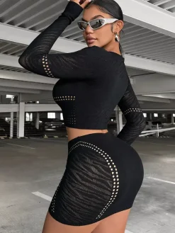 Clubwear Sets Cut Out Long Sleeves Sexy Club Outfits
