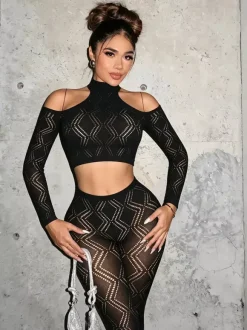 Clubwear Sets Cut Out Long Sleeves Sexy Club Outfits