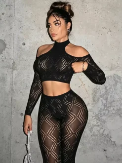 Clubwear Sets Cut Out Long Sleeves Sexy Club Outfits