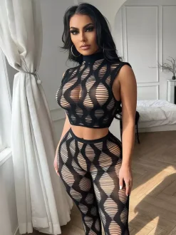Clubwear Sets Cut Out Sleeveless Sexy Club Outfits