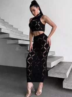 Clubwear Sets Cut Out Sleeveless Sexy Club Outfits