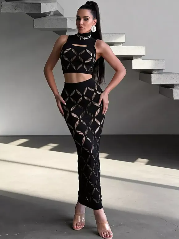 Clubwear Sets Cut Out Sleeveless Sexy Club Outfits