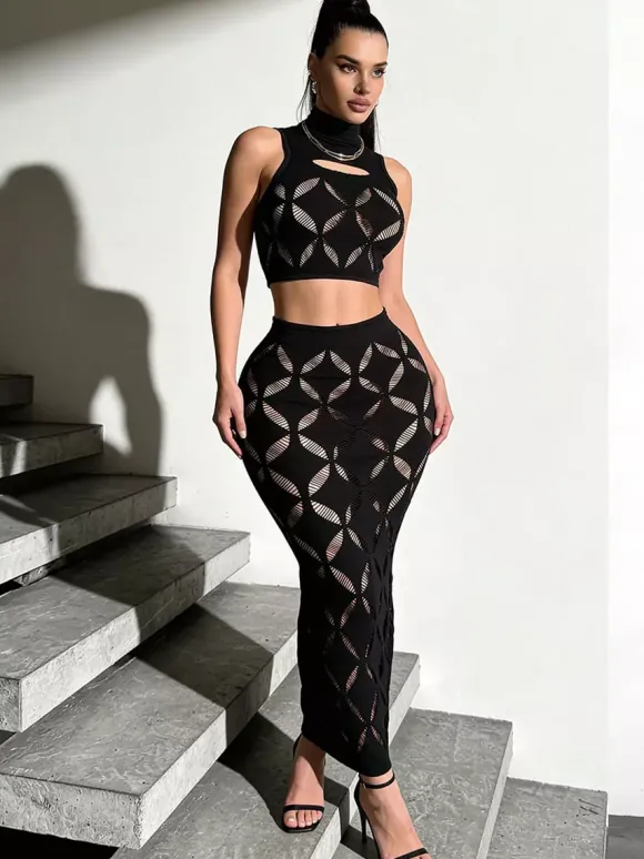 Clubwear Sets Cut Out Sleeveless Sexy Club Outfits