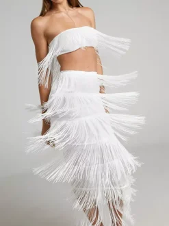 Clubwear Sets Fringe Sleeveless Backless Chic Club Outfits