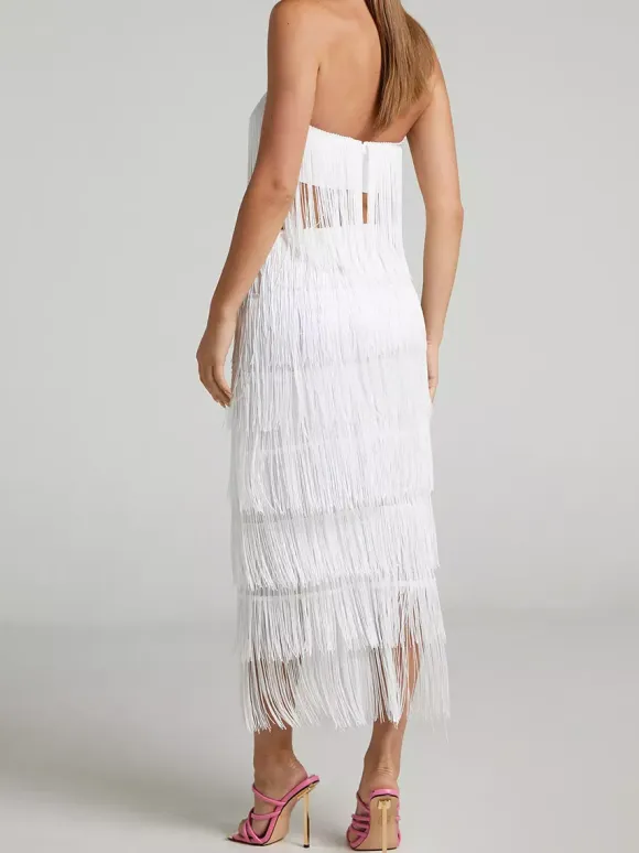 Clubwear Sets Fringe Sleeveless Backless Chic Club Outfits