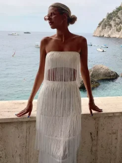 Clubwear Sets Fringe Sleeveless Backless Chic Club Outfits