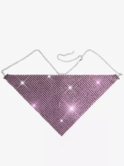 Clubwear Stylish Rhinestones Geometric Mesh Sparkling Crystal Chain Face Mask