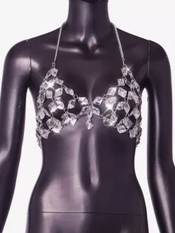 Clubwear Top Fashion Halter Crystal Geometric Backless Tops
