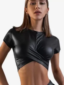 Clubwear Top Fashion Jewel Neck Short Sleeves Polyester Layered