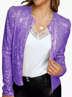 Clubwear Top Jewel Neck Sequins Long Sleeves Clothes