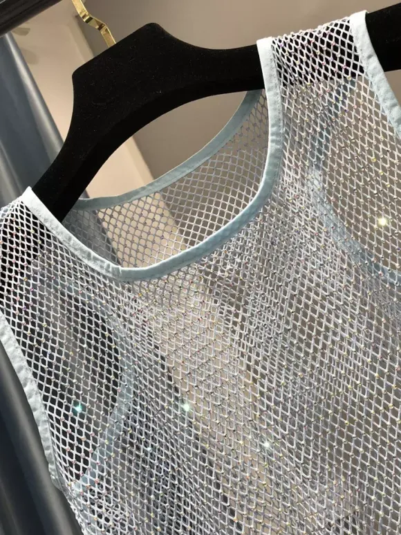 Clubwear Top Sexy Jewel Neck Nets Sleeveless Polyester Clothes