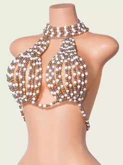 Clubwear Tops Fashion Halter Studded Backless Tops