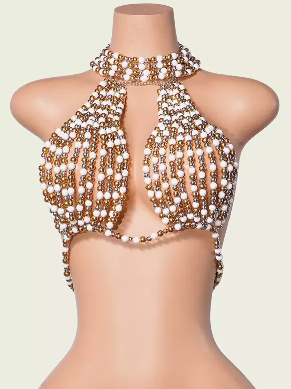 Clubwear Tops Fashion Halter Studded Backless Tops