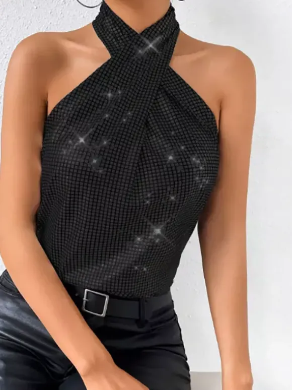 Clubwear Tops Fashion Halter Sleeveless Tops