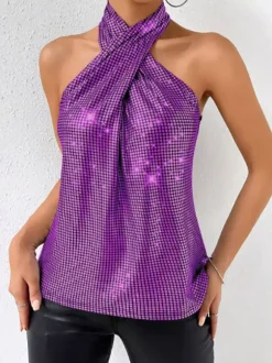 Clubwear Tops Fashion Halter Sleeveless Tops