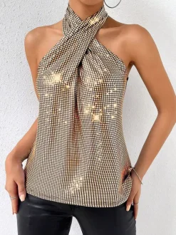 Clubwear Tops Fashion Halter Sleeveless Tops