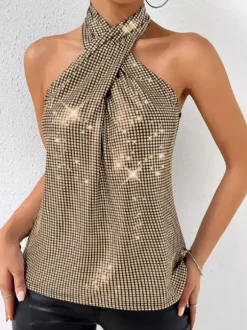 Clubwear Tops Fashion Halter Sleeveless Tops