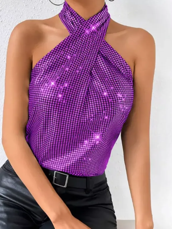 Clubwear Tops Fashion Halter Sleeveless Tops