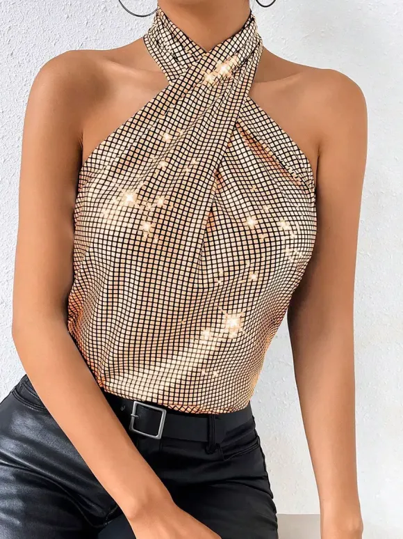 Clubwear Tops Fashion Halter Sleeveless Tops