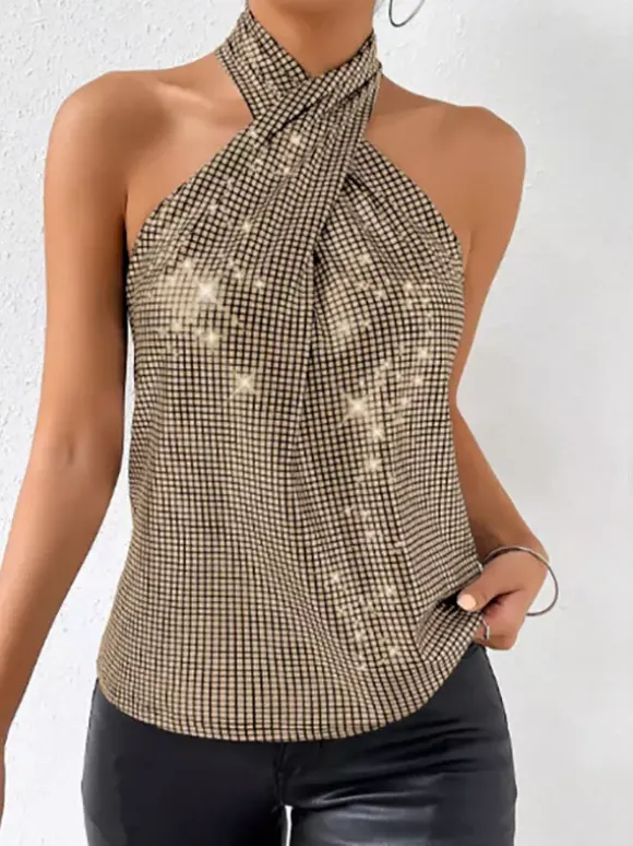 Clubwear Tops Fashion Halter Sleeveless Tops
