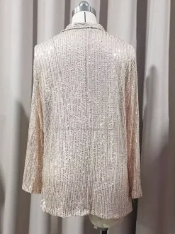 Clubwear Tops Fashion Turndown Collar Sequins Long Sleeves Blazers Cardigans
