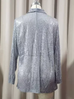 Clubwear Tops Fashion Turndown Collar Sequins Long Sleeves Blazers Cardigans