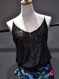 Clubwear Tops Fashion V-Neck Nets Sleeveless Clothes