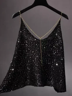 Clubwear Tops Fashion V-Neck Nets Sleeveless Clothes