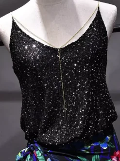 Clubwear Tops Fashion V-Neck Nets Sleeveless Clothes
