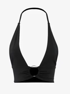 Clubwear Tops Plunge Halter Ring Simple Sexy Crop Top
