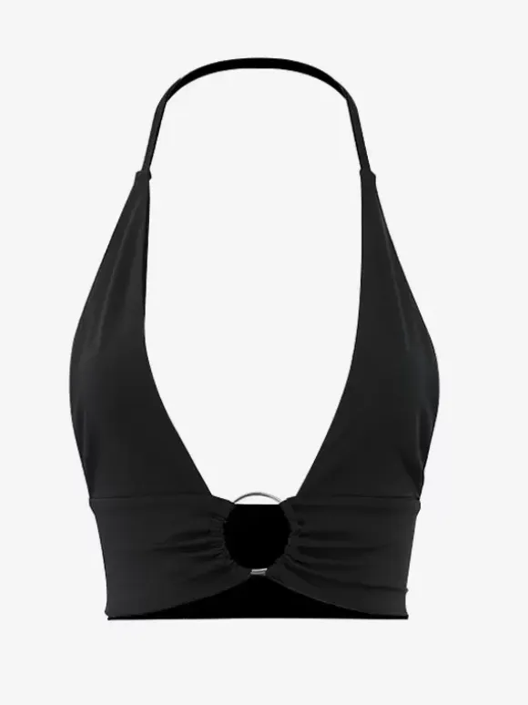 Clubwear Tops Plunge Halter Ring Simple Sexy Crop Top
