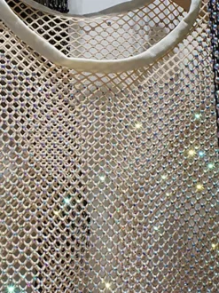 Clubwear Tops Sexy Jewel Neck Rhinestones Long Sleeves Polyester Clothes