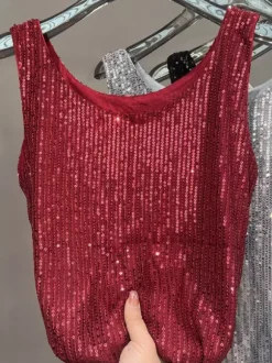 Clubwear Tops Sexy Straps Neck Sequins Sleeveless Tops