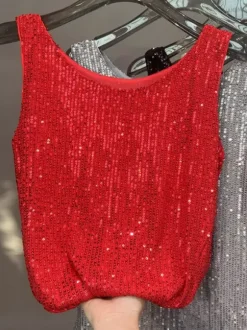 Clubwear Tops Sexy Straps Neck Sequins Sleeveless Tops