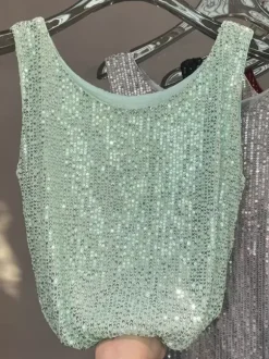 Clubwear Tops Sexy Straps Neck Sequins Sleeveless Tops