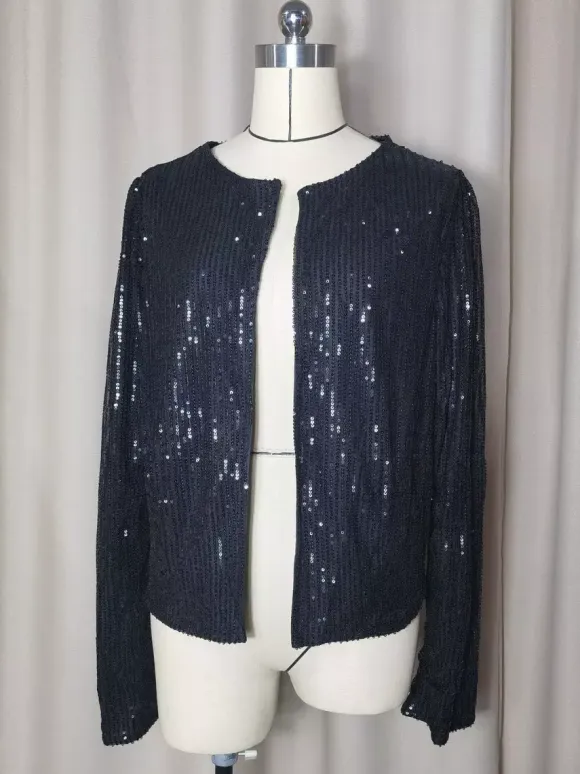 Clubwear Tops Stylish Jewel Neck Sequins Long Sleeves Blazers Cardigans