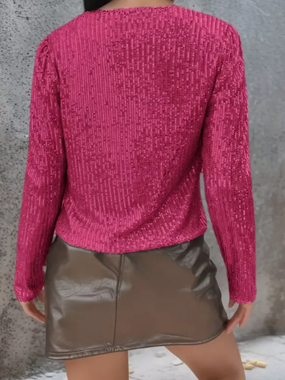 Clubwear Tops Stylish Jewel Neck Sequins Long Sleeves Blazers Cardigans