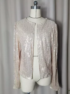 Clubwear Tops Stylish Jewel Neck Sequins Long Sleeves Blazers Cardigans