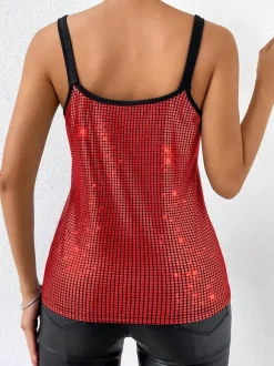 Clubwear Tops Stylish Straps Neck Sequins Sleeveless Tops