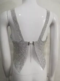 Clubwear Tops Trendy Off-The-Shoulder Sequins Sleeveless Backless Tops