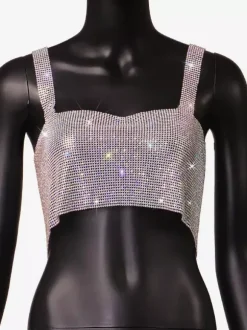 Clubwear Tops Trendy Off-The-Shoulder Sequins Sleeveless Backless Tops