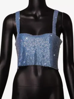Clubwear Tops Trendy Off-The-Shoulder Sequins Sleeveless Backless Tops