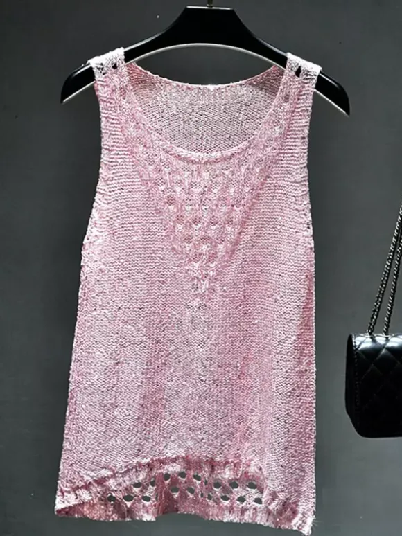 Clubwear Top Stylish Jewel Neck Nets Polyester Clothes