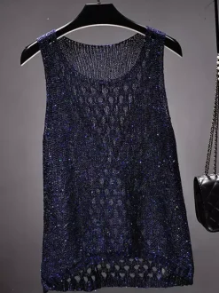 Clubwear Top Stylish Jewel Neck Nets Polyester Clothes