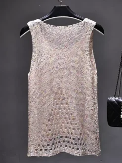 Clubwear Top Stylish Jewel Neck Nets Polyester Clothes