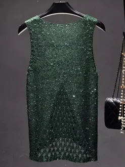 Clubwear Top Stylish Jewel Neck Nets Polyester Clothes